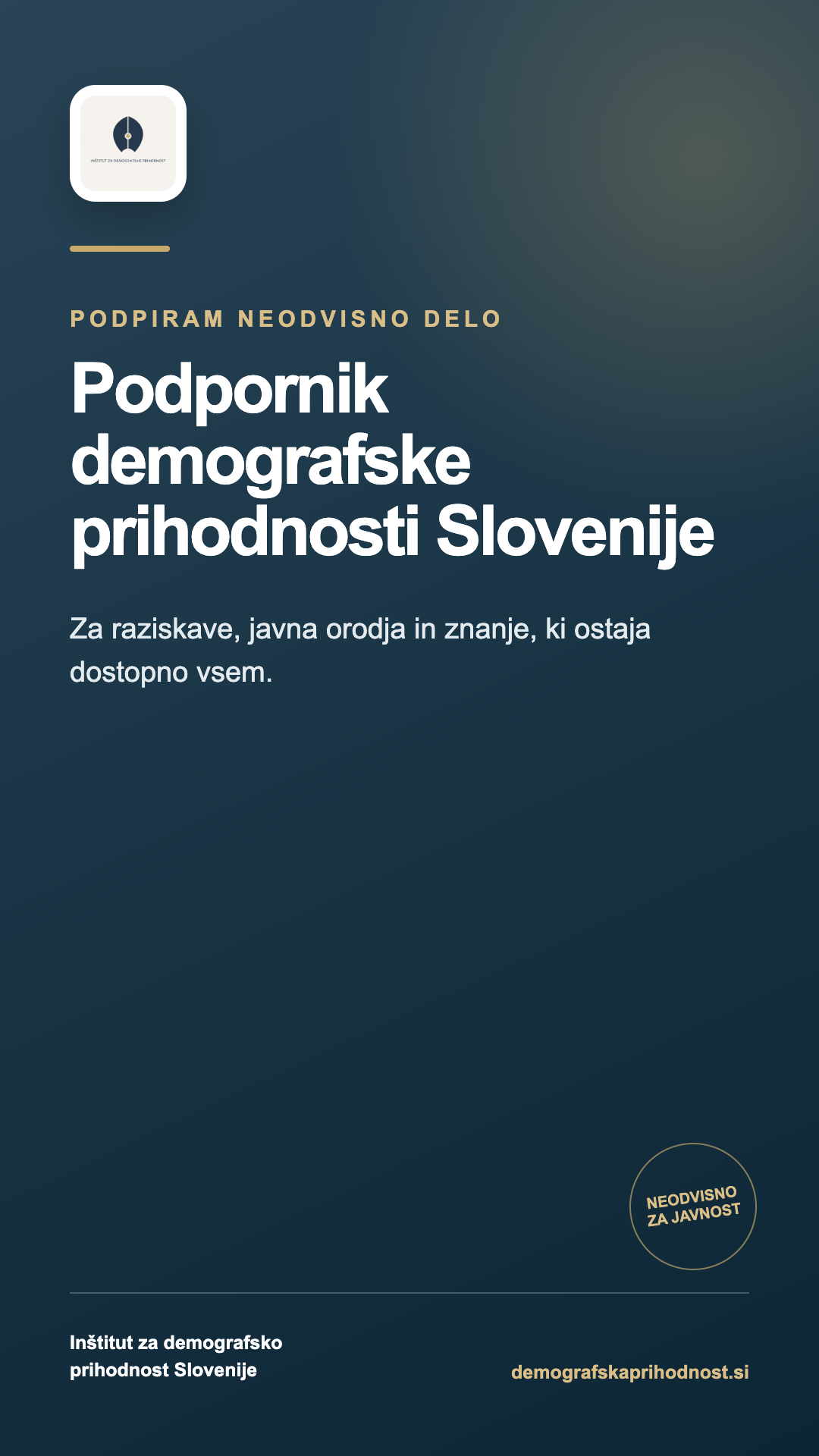Grafika Podpornik demografske prihodnosti Slovenije, pripravljena za deljenje
